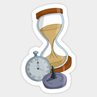 Hourglass, sundial and pocket watch Sticker